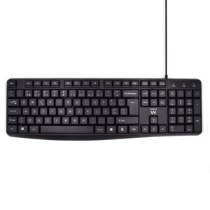 ewent teclado con cable usb disposicion portuguesa qwerty pt cable de 1.35m teclas de bajo perfil y silenciosas color negro