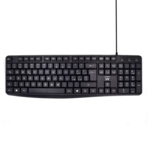 ewent teclado con cable usb disposicion italiana qwerty it cable de 1.35m teclas de bajo perfil y silenciosas color negro