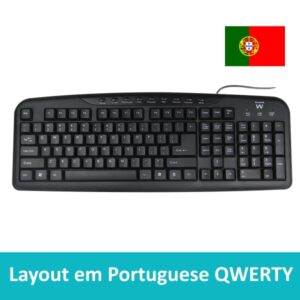 ewent teclado con cable usb disposicion portuguesa qwerty pt plastico abs teclas silenciosas cable de 1.2m color negro
