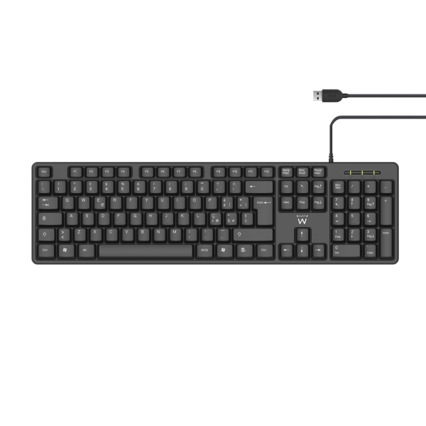 ewent teclado con cable usb perfil delgado disposicion portuguesa qwerty pt plastico abs cable de 1.35m color negro