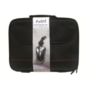 ewent maletin para portatil 15.6” incluye raton optico usb asa de mano correa ajustable poliester color negro/rojo