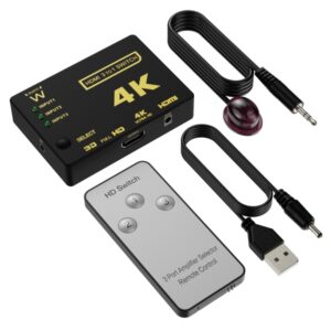 ewent switch conmutador hdmi 3 a 1 resolucion 4k mando a distancia incluye cable de alimentacion e ir color negro