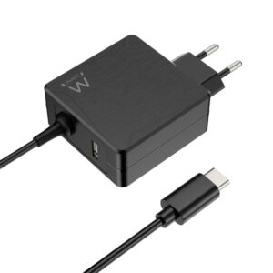 ewent cargador de pared usb c de 65w power delivery usb a extra cable de 1.5m proteccion electrica color negro
