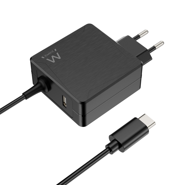ewent cargador de pared usb c de 65w power delivery usb a extra cable de 1.5m proteccion electrica color negro