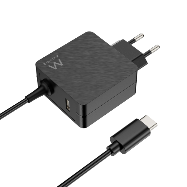 ewent cargador de pared usb c de 45w power delivery usb a extra cable de 1.5m proteccion electrica color negro