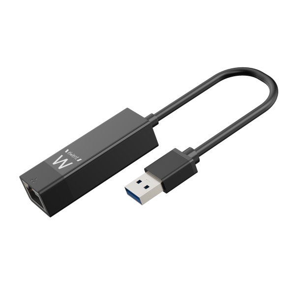 ewent conversor adaptador de red rj45 a usb a gigabit 10/100/1000mbps cable de 15cm soporta wol color negro