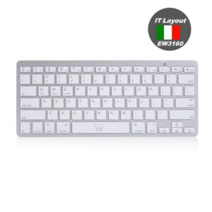 ewent teclado de viaje modo ahorro de energia bluetooth 3.0 disposicion italiana qwerty it color plata