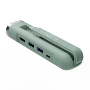 ewent hub usb c 5 en 1 1x rj45 1x hdmi 4k 1x usb c 2x usb a hasta 1000mbps color verde pastel