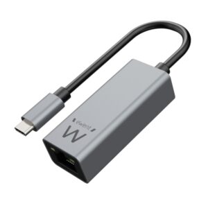 ewent conversor adaptador de red rj45 a usb c gigabit 10/100/1000mbps cable de 15cm color aluminio