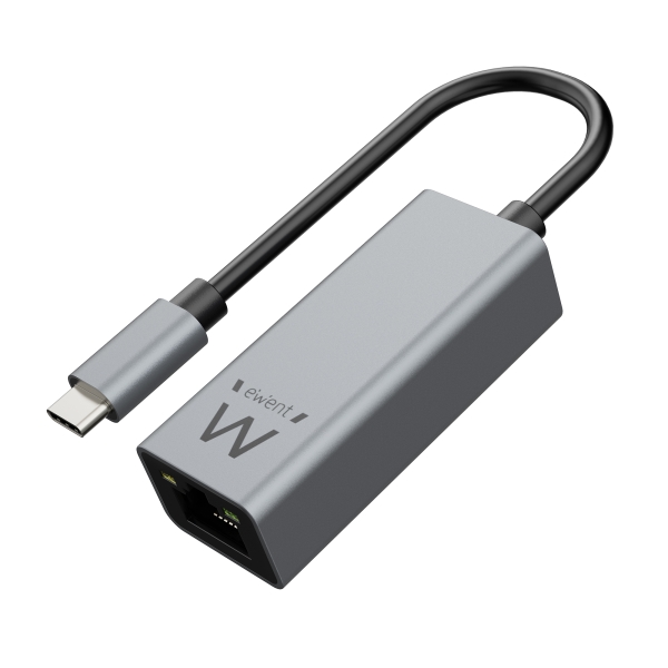 ewent conversor adaptador de red rj45 a usb c gigabit 10/100/1000mbps cable de 15cm color aluminio