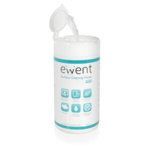 ewent toallitas de limpieza para pantallas antibacteriano antiestatica sin alcohol color blanco