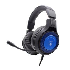 ewent auriculares gaming microfono integrado diadema ajustable cable de 1.8m color negro/azul