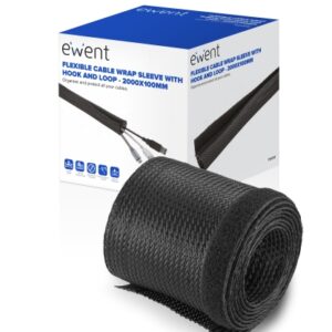 ewent manguito organizador de cable polyester cierre de velcro 2m 100mm color negro