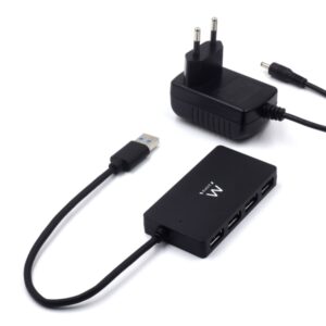 ewent hub usb 4 en 1 alimentacion externa usb 3.2 gen1 cable de 52.5cm color negro