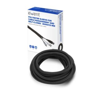 ewent manguito organizador de cable polyester auto cierre 8m 13mm color negro