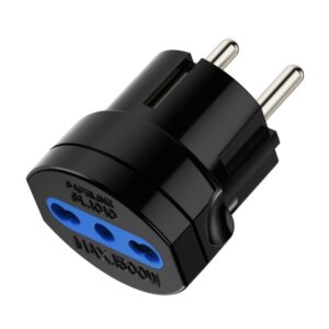 ewent adaptador de viaje schuko 16a hembra tipo l color negro
