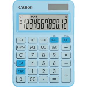 canon ls 125kb calculadora de sobremesa con pantalla lcd de 12 digitos raiz cuadrada, calculo de constantes, gran total, cambio de signo etc... alimentacion solar y pilas color azul