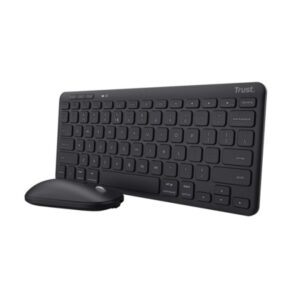 trust lyra pack de teclado y mouse inalambrico bluetooth multidispositivo uso ambidiestro color negro