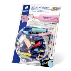 staedtler textsurfer classic 364 expositor de 100 marcadores fluorescentes punta biselada 1 5 mm aprox secado rapido colores pastel y vintage surtidos