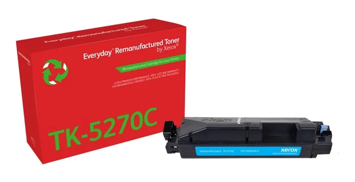 xerox everyday kyocera tk5270 cyan cartucho de toner remanufacturado reemplaza 1t02tvcnl0/tk5270c
