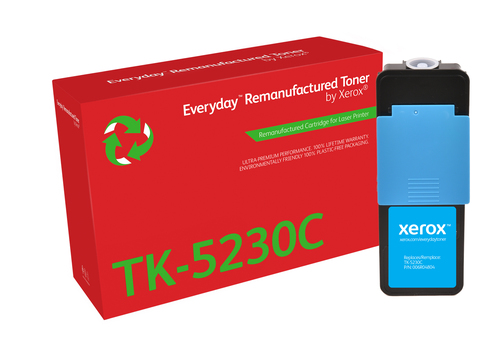 xerox everyday kyocera tk5220/tk5230 cyan cartucho de toner remanufacturado reemplaza 1t02r9cnl1/1t02r9cnl0/tk5220c/tk5230c