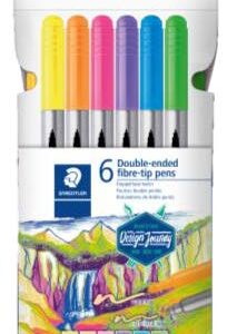 staedtler 3200 pack de 6 rotuladores de doble punta resistente a la presion colores neon surtidos