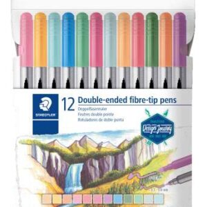 staedtler 3200 pack de 12 rotuladores de doble punta resistente a la presion colores pastel surtidos