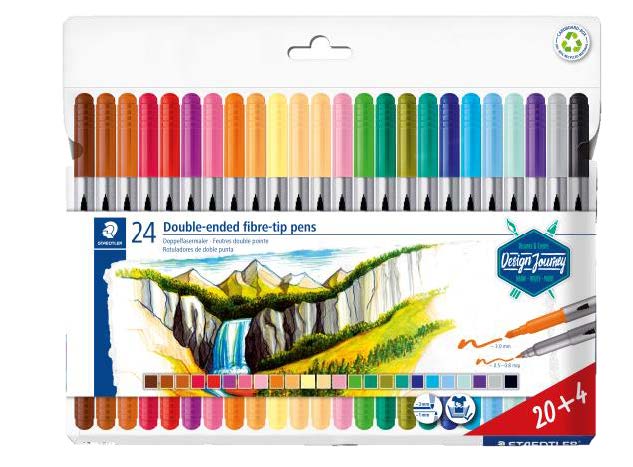 staedtler 3200 pack de 24 rotuladores de doble punta resistente a la presion colores surtidos