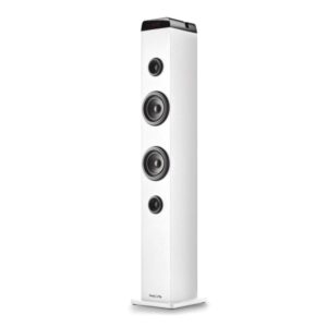 ngs sky charm pro torre de sonido bluetooth 80w usb, radio fm, aux in y entrada optica funcion broadcasting madera de alta calidad color negro