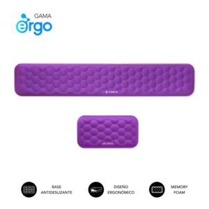 subblim pack ergo airpadding reposamuñecas para teclado y raton espuma viscoelastica 65d tejido airmesh transpirable base antideslizante color lila