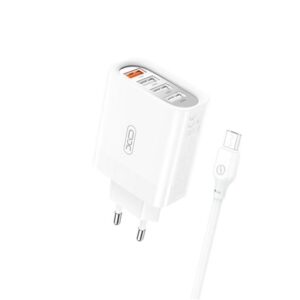 xo l100 pack cargador de corriente 18w 4x usb a proteccion intelifente + cable usb a a microusb 2.4a