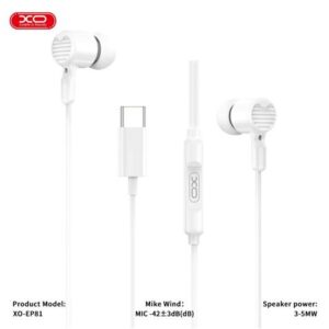 xo ep81 auriculares intrauditivos con microfono conexion usb c cable de 1.20m color blanco