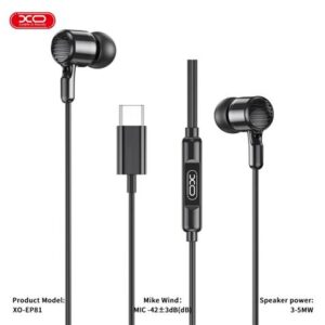 xo ep81 auriculares intrauditivos con microfono conexion usb c cable de 1.20m color negro