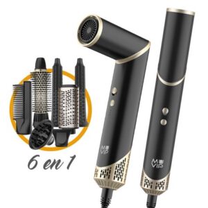 muvip ultimate experience profesional 6 en 1 herramienta de secado y peinado 1500w accesorios para rizar, cepillar y alisar 3 configuraciones de calor y 2 de ventilador funcion de ionizacion