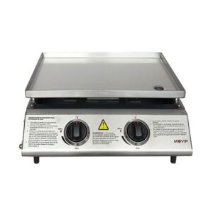 muvip plancha de asar de gas 2 quemadores panel de control y plancha de acero bandeja recoge grasas llama regulable superficie antiadherente