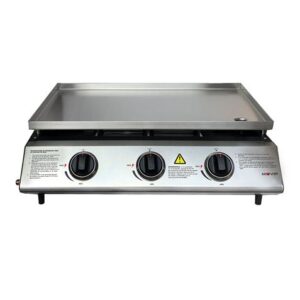 muvip plancha de asar de gas 3 quemadores panel de control y plancha de acero bandeja recoge grasas llama regulable superficie antiadherente