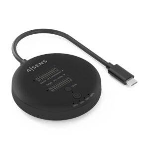 aisens asds 2m2n05 estacion de docking de doble bahia m.2 nvme a usb c 3.2 gen2x2 clone color negro