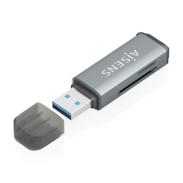 aisens lector de tarjetas usb a 3.1 gen1 compatible con sd, micro sd, mmc, rs mmc, mmc micro color gris