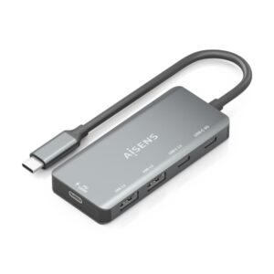 aisens hub usb c 3.1 usb c pd 100w/2xusb c/2xusb a 2.0 15cm color gris