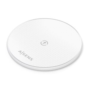 aisens cargador inalambrico 15w usb c protocolo qi proteccion contra sobretension, sobretemperatura y sobrecorriente color blanco
