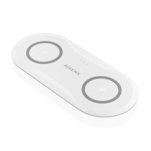 aisens cargador inalambrico 15w usb c protocolo qi moviles y auriculares proteccion contra sobretension, sobretemperatura y sobrecorriente color blanco