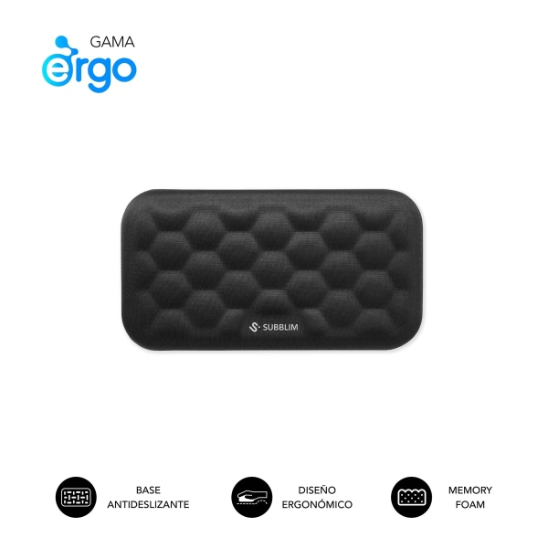 subblim ergo airpadding reposamuñecas para raton espuma viscoelastica 65d tejido airmesh transpirable base antideslizante color negro
