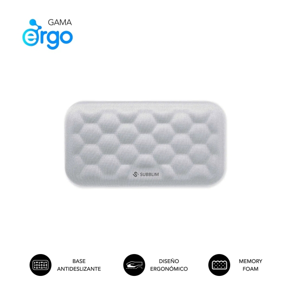 subblim ergo airpadding reposamuñecas para raton espuma viscoelastica 65d tejido airmesh transpirable base antideslizante color plata