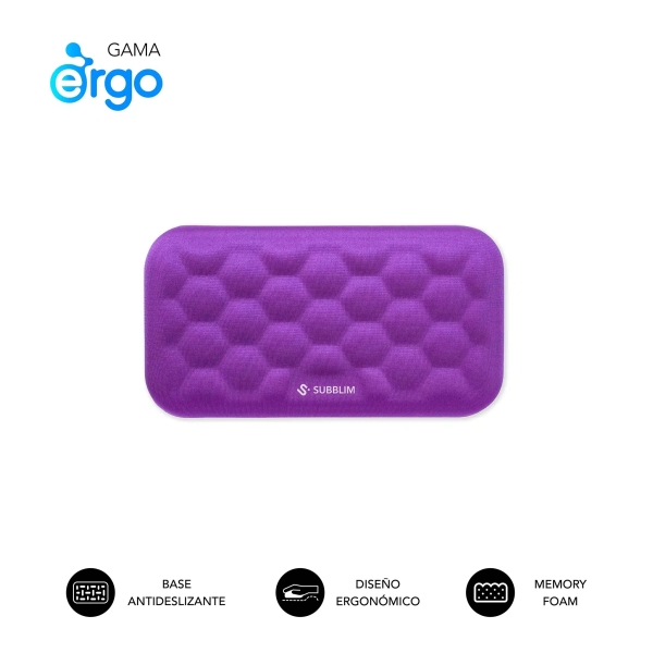 subblim ergo airpadding reposamuñecas para raton espuma viscoelastica 65d tejido airmesh transpirable base antideslizante color lila