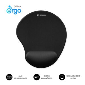 subblim ergo neogel alfombrilla ergonomica para raton espuma elastica microtexturizada impermeable base antideslizante color negro