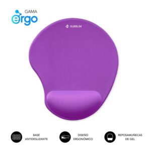 subblim ergo neogel alfombrilla ergonomica para raton espuma elastica microtexturizada impermeable base antideslizante color lila