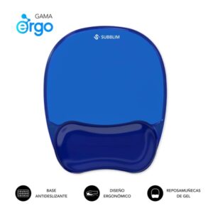 subblim ergo crystal flex alfombrilla ergonomica para raton gel refrigerante autoajustable diseño ondulado ergonomico base antideslizante color azul