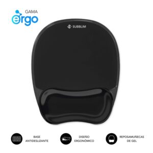 subblim ergo crystal flex alfombrilla ergonomica para raton gel refrigerante autoajustable diseño ondulado ergonomico base antideslizante color negro
