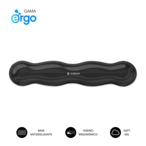 subblim ergo crystal flex reposamuñecas para teclado gel refrigerante autoajustable diseño ondulado ergonomico base antideslizante color negro
