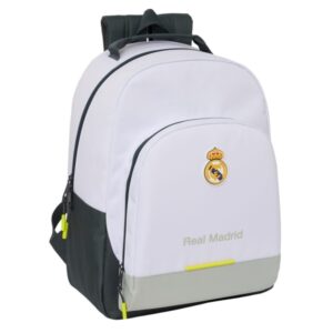 safta real madrid 1ª equipacion 25/26 mochila escolar adaptable a carro asa de mano 32x42x15cm color blanco